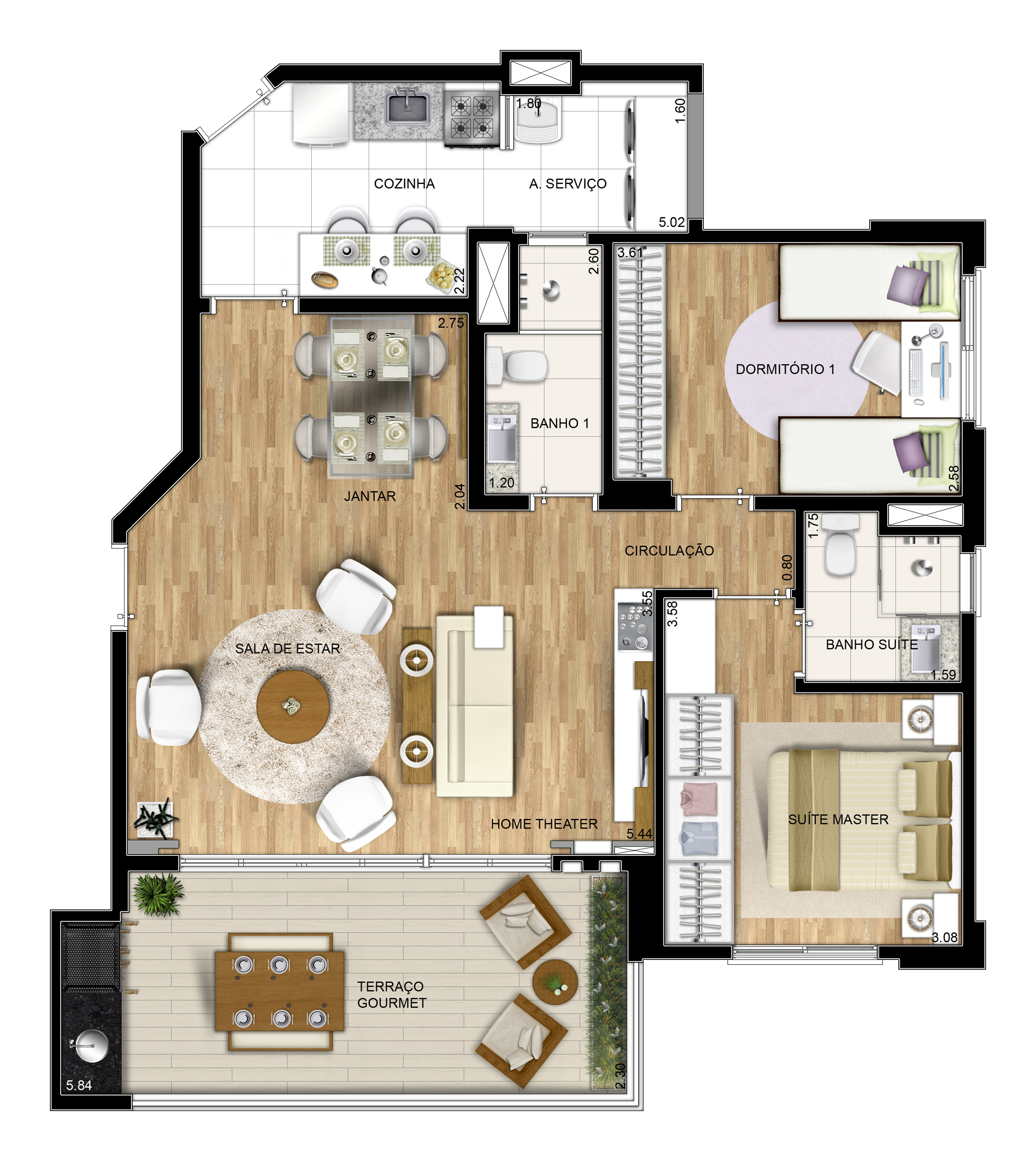 Planta Tipo de 83 m²