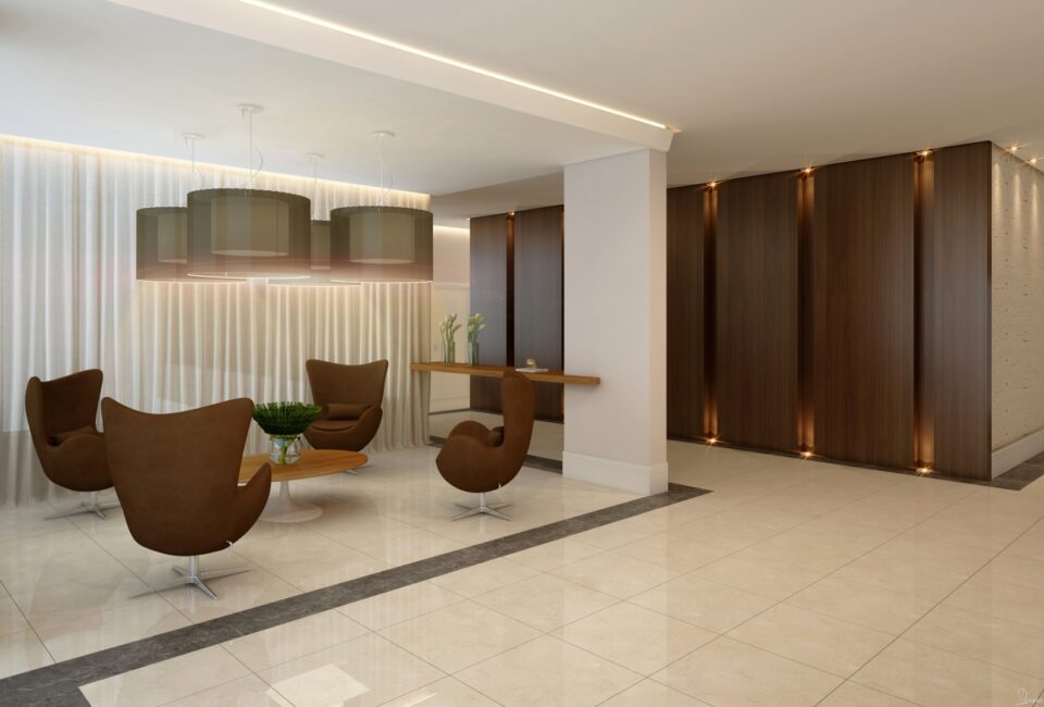 Lobby elegante para receber as suas visitas com estilo