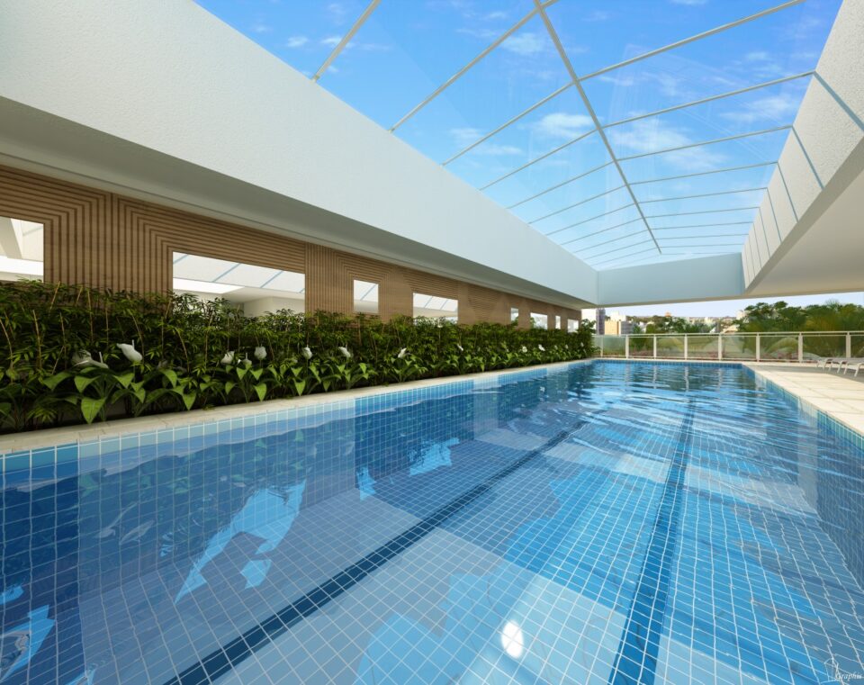 Piscina coberta e aquecida para nadar em qualquer estação