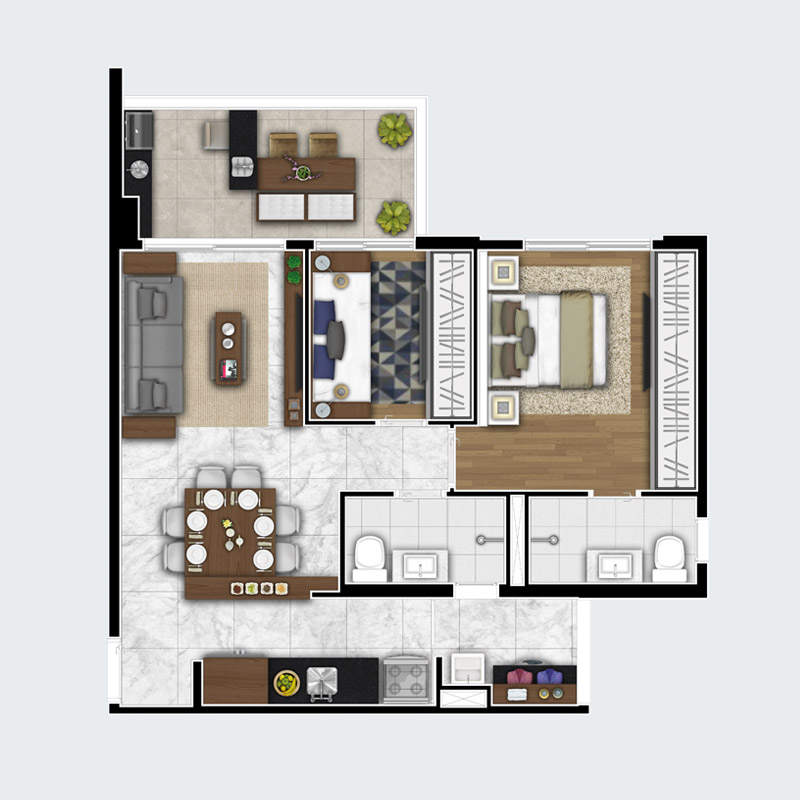 Planta Tipo de 60,16 m²