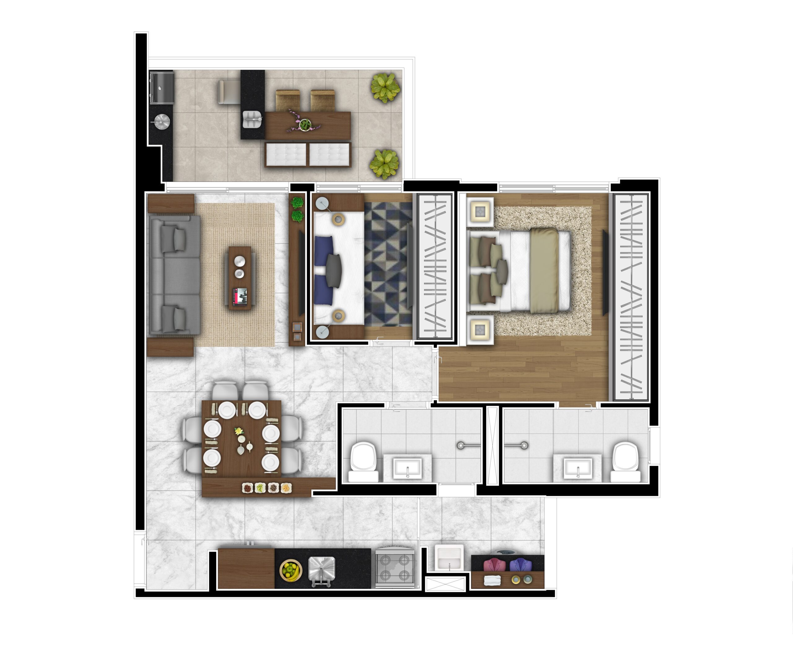 Planta Tipo C - 60 m²