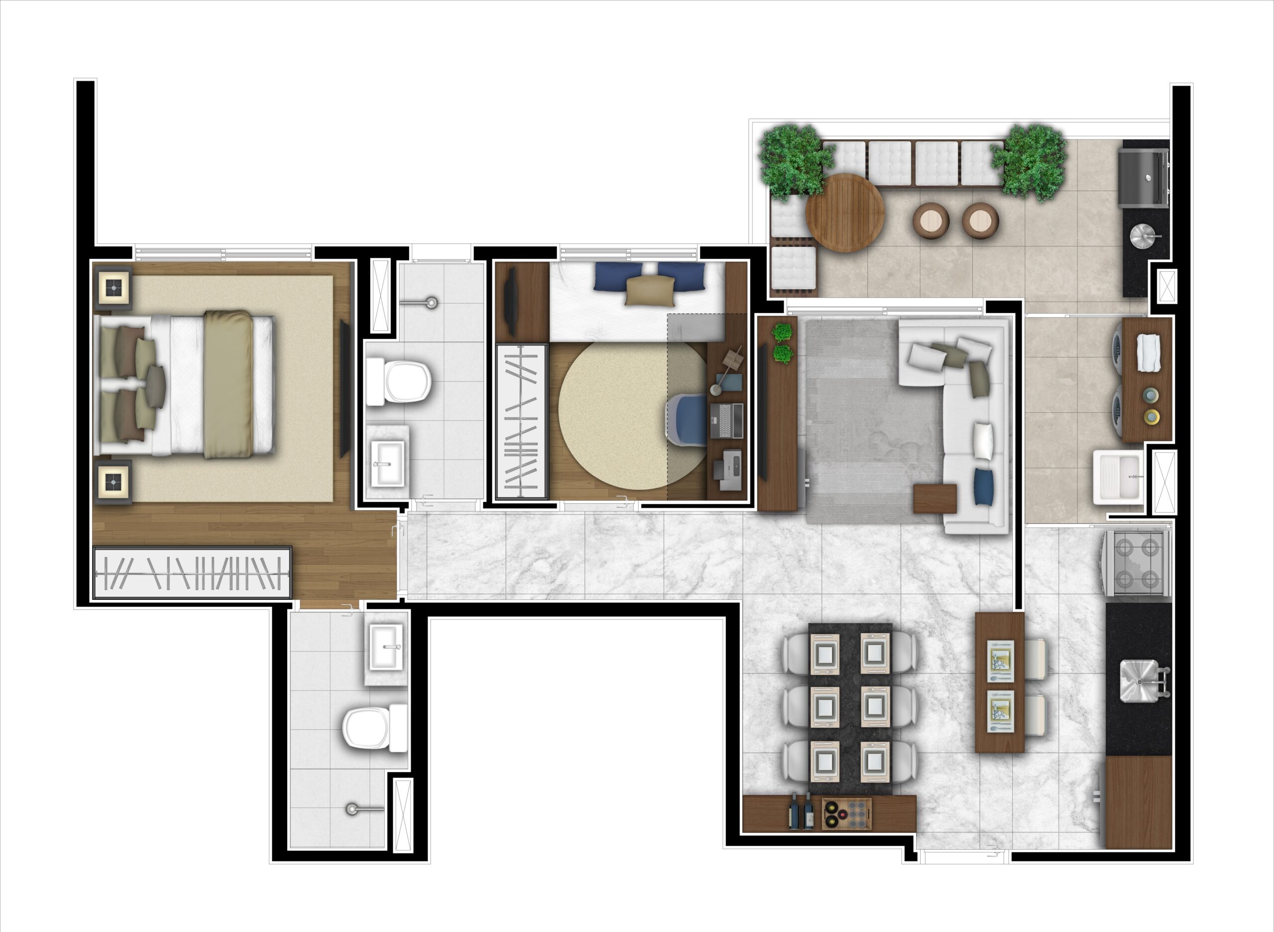 Planta Tipo B - 80 m²