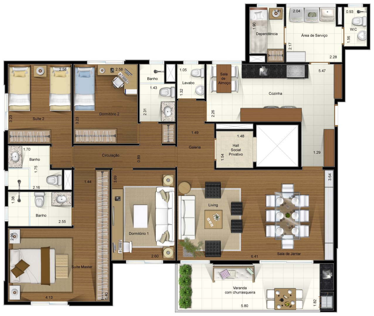 Planta Tipo A - 143m²