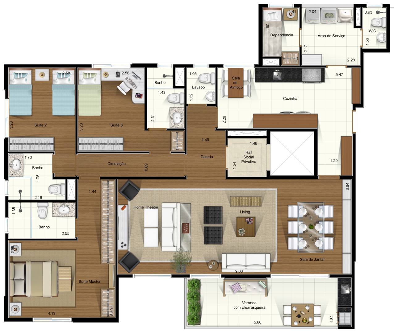 Planta Tipo B - 143m²